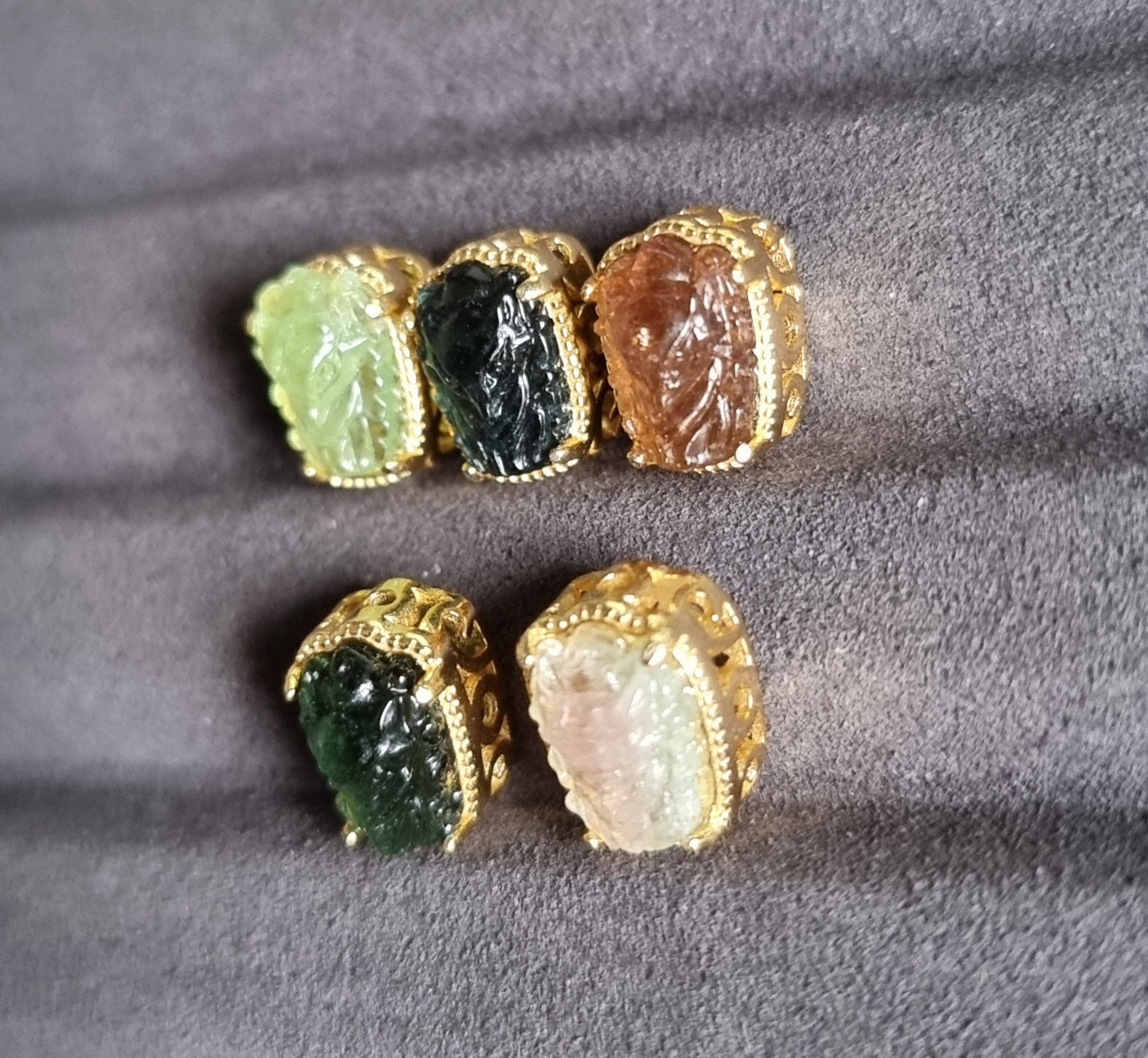 Tourmaline 9 Fox Tail in S925 Gold (1 set available) - Bleus Vault.C 