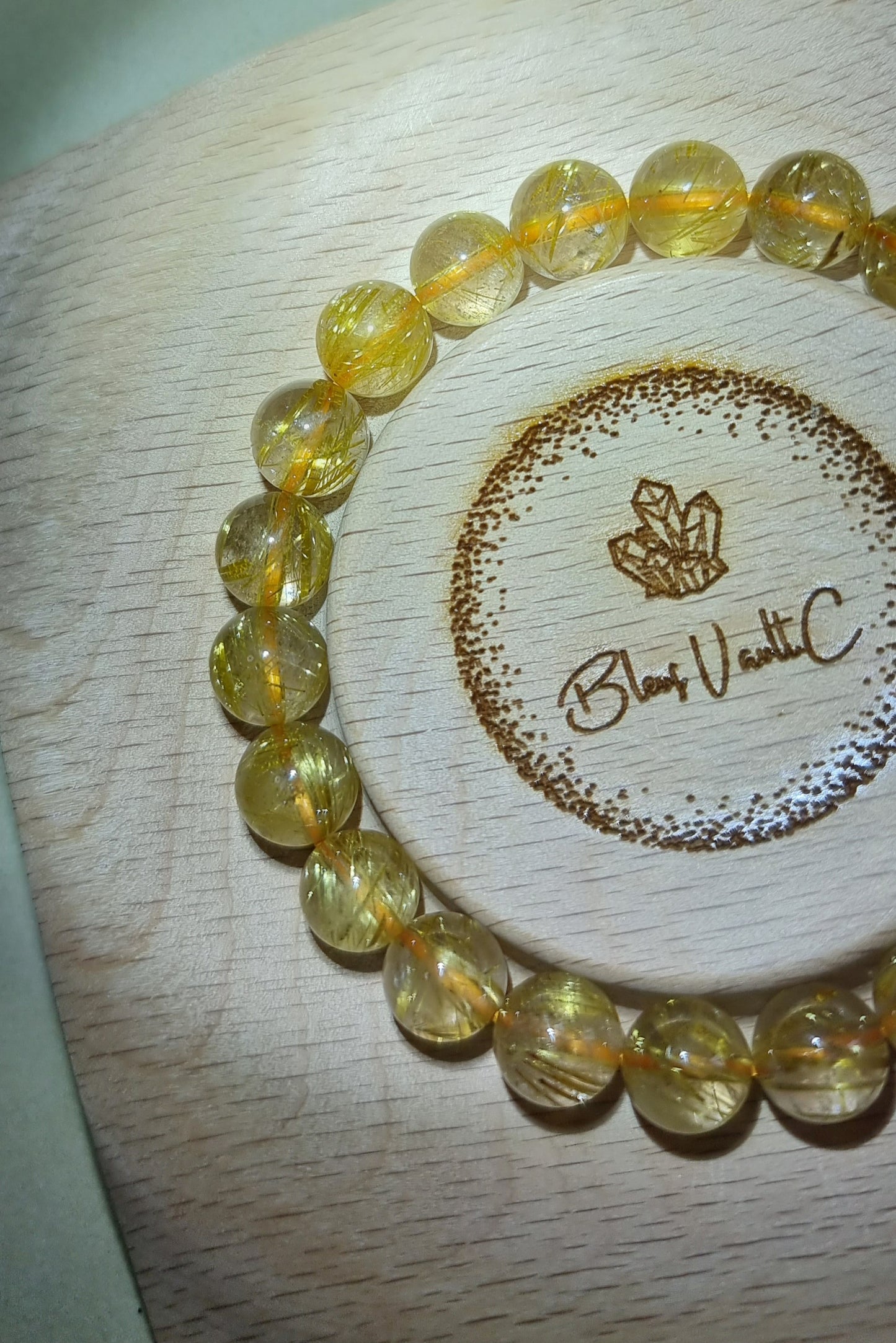 Gold Rutilated Quartz with Certification 9.5mm (High Grade) 金发晶 - Bleus Vault.C 