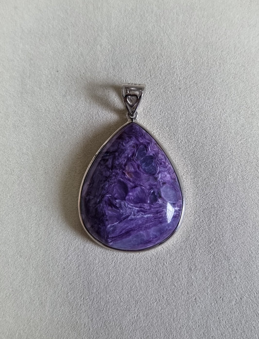 Charoite Teardrop in S925 Silver (Top Premium Grade) 紫龙晶