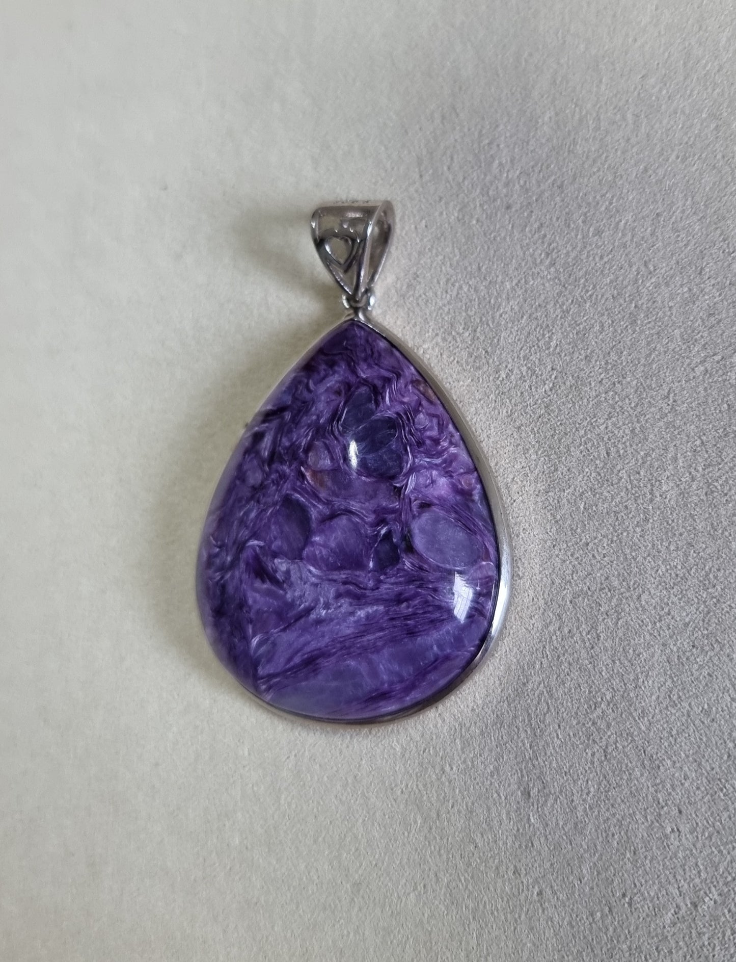 Charoite Teardrop in S925 Silver (Top Premium Grade) 紫龙晶