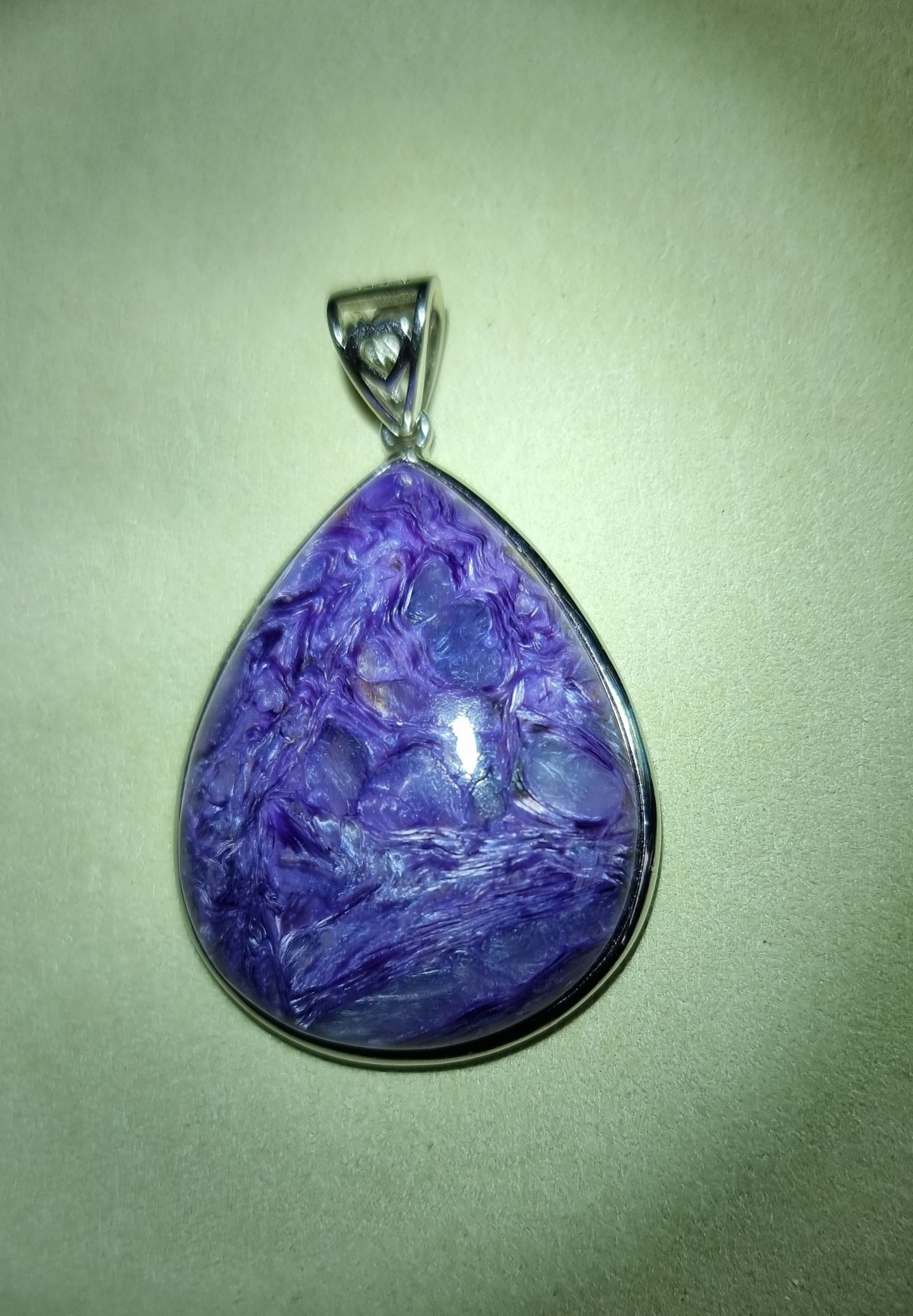 Charoite Teardrop in S925 Silver (Top Premium Grade) 紫龙晶