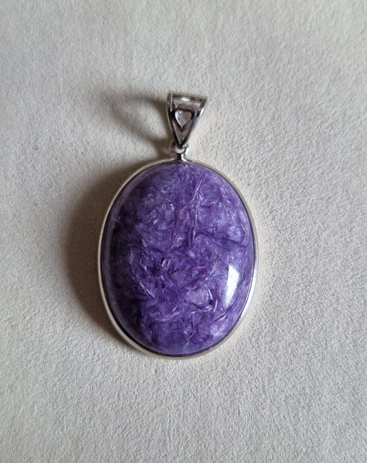 Charoite Oval in S925 Silver (Top Premium Grade) 紫龙晶
