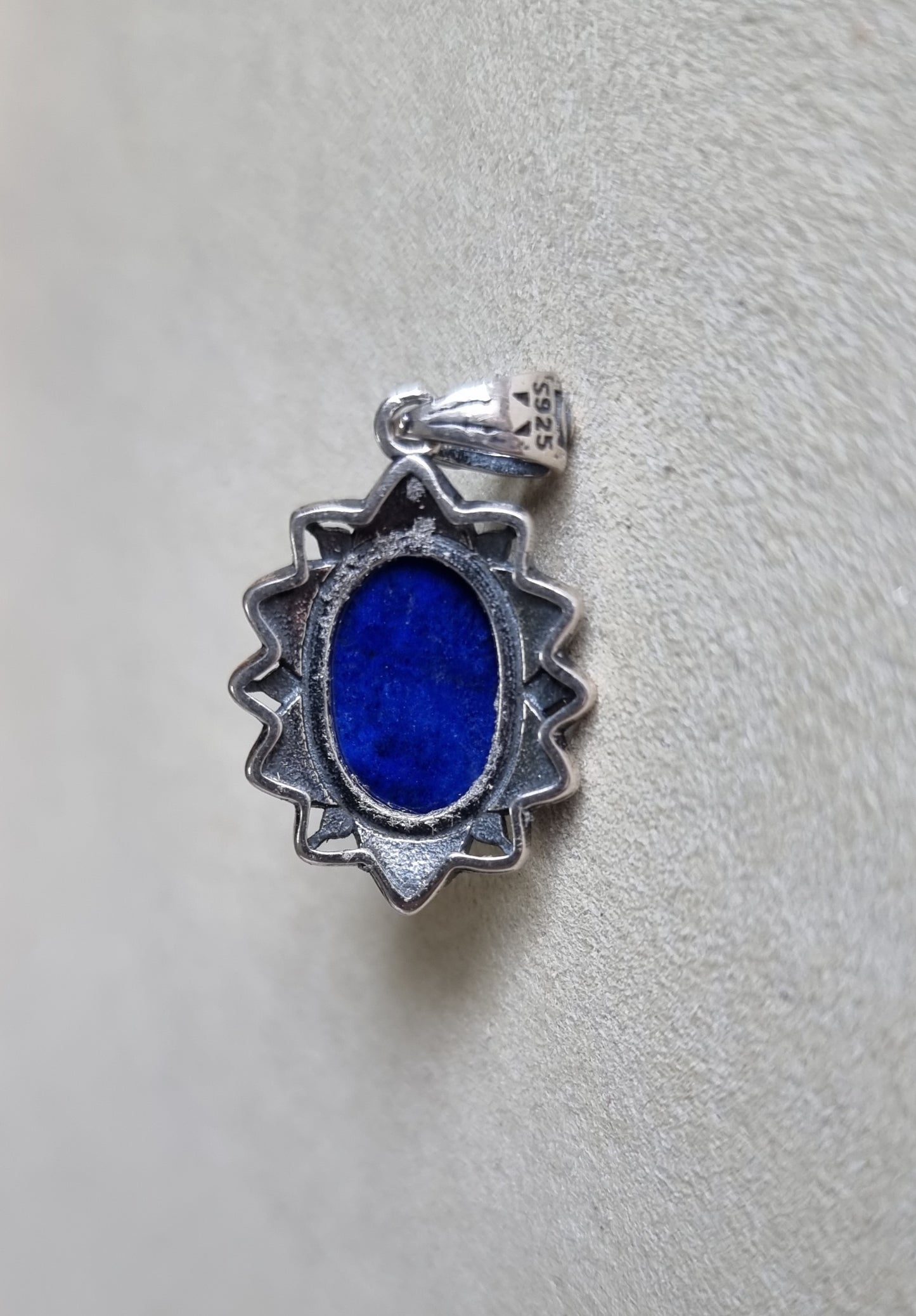 Lapis Lazuli Oval Lotus in Tibetan Vintage S925 Silver 青金石