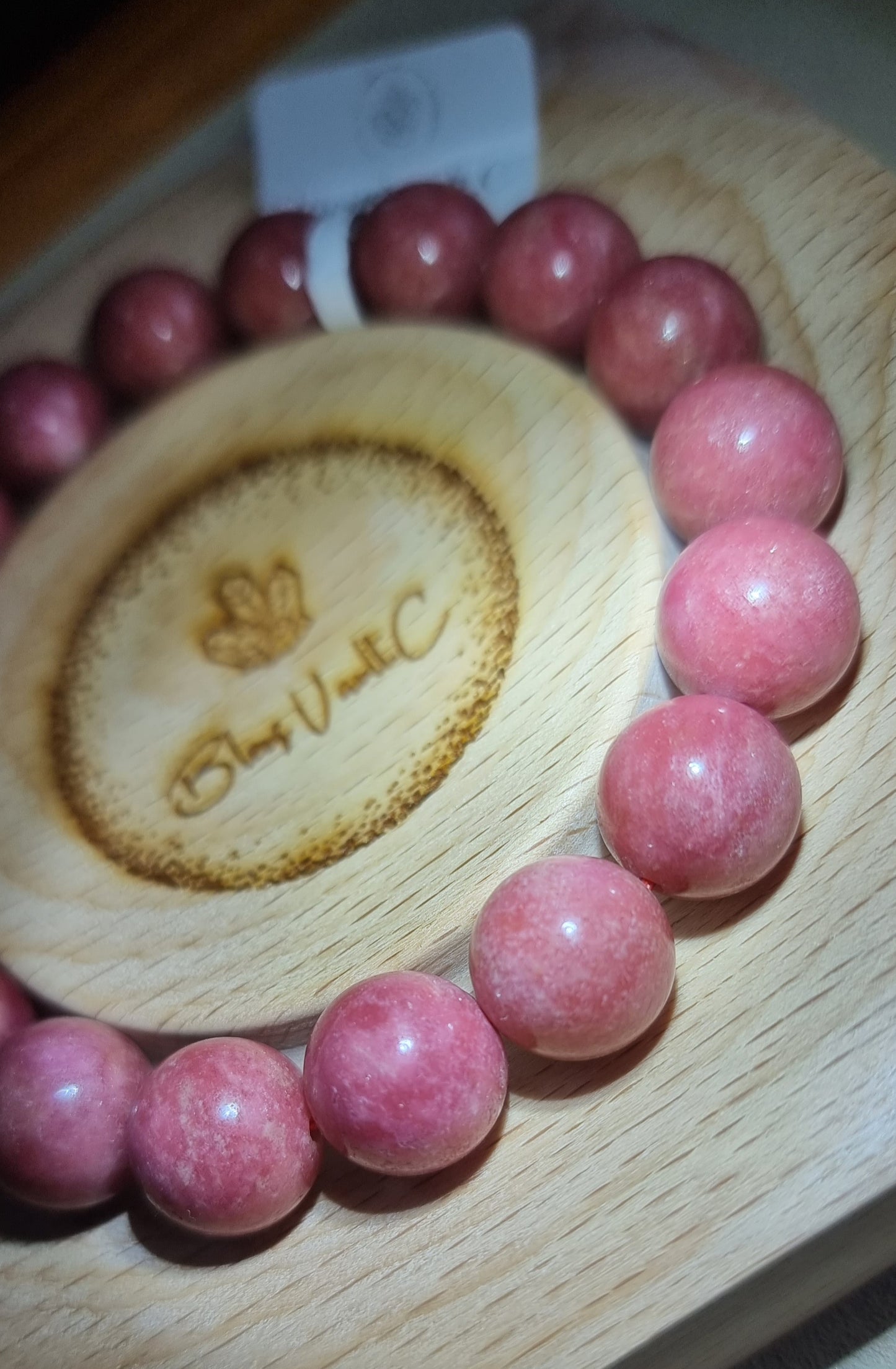 Rhodonite (Premium Grade) Inclusion-free Deep Pink 12-12.3mm 蔷薇石 - Bleus Vault.C 
