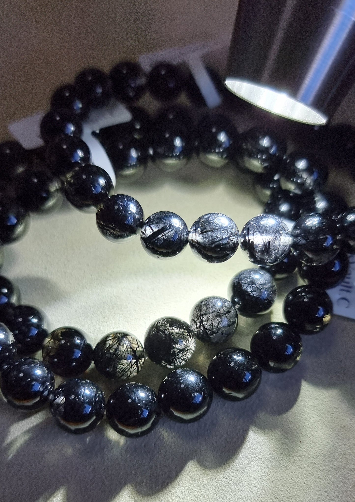 Black Rutilated Quartz Full Inclusion 9mm & 10mm (Premium Grade) 黑发晶