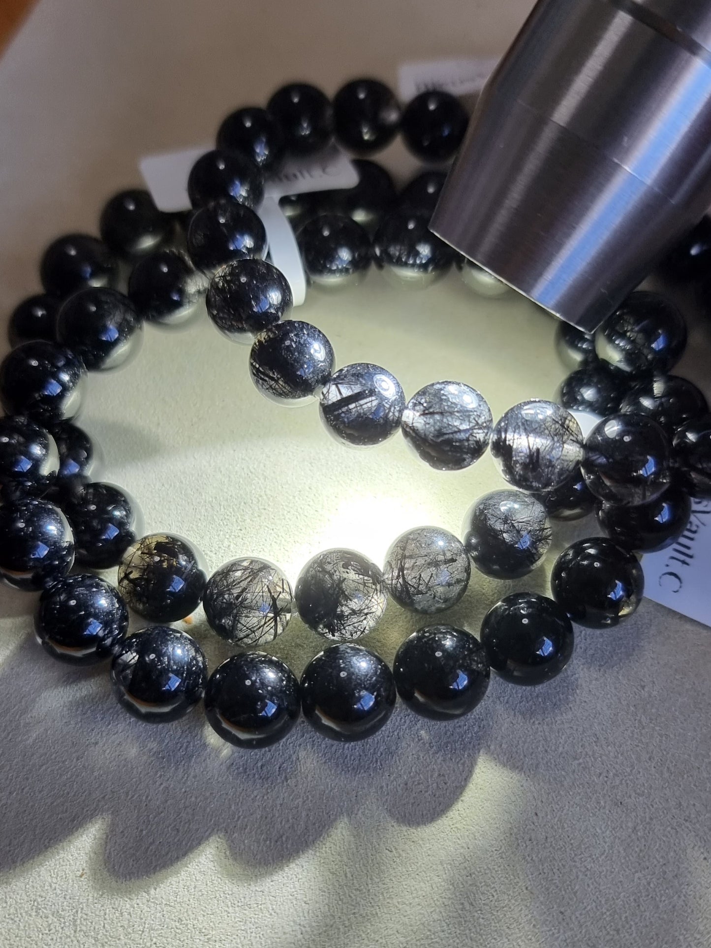 Black Rutilated Quartz Full Inclusion 9mm & 10mm (Premium Grade) 黑发晶
