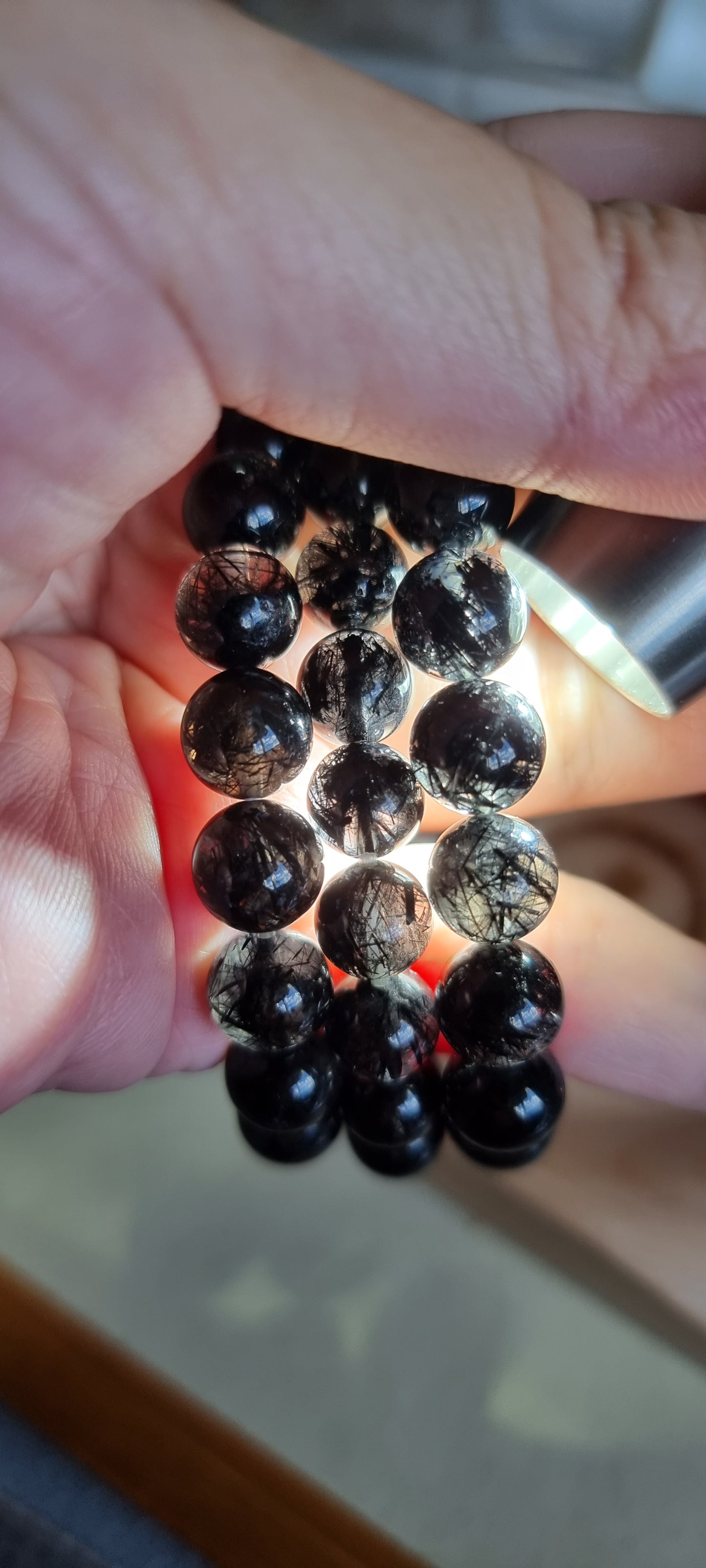 Black Rutilated Quartz Full Inclusion 9mm & 10mm (Premium Grade) 黑发晶