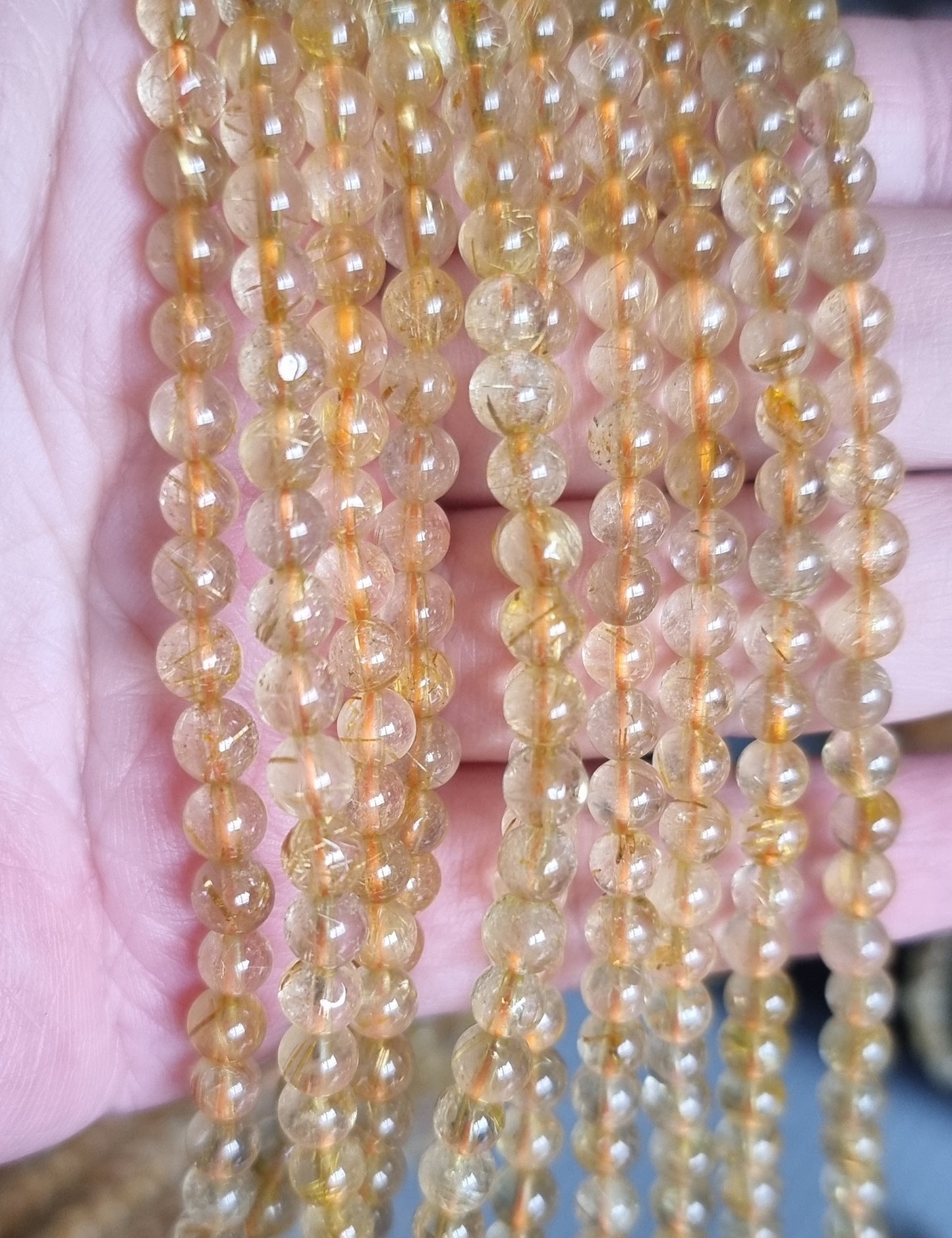 Gold Rutilated Quartz 3 rounds 5.5mm 金发晶